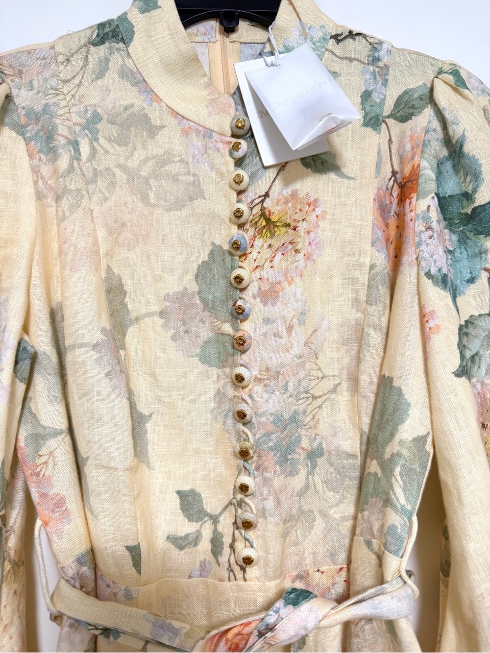 Zimmermann Illuminate Peplum Linen Midi Dress Lemon Hydrangea - AU2/US8 - NWOT - Picture 4 of 16